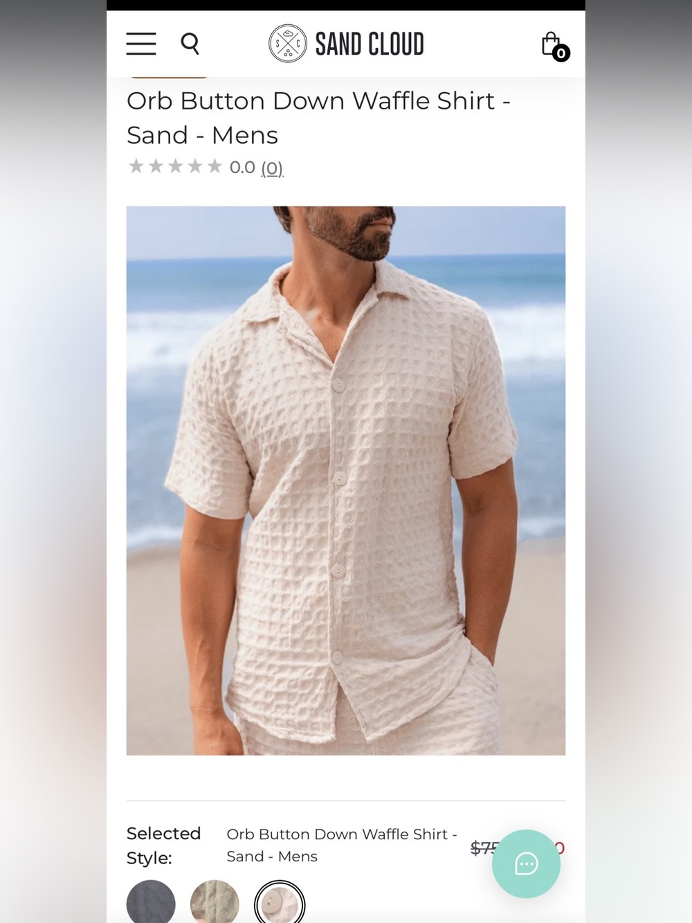 Orb Button Down Waffle Shirt - Sand - Mens NWT NIB XL